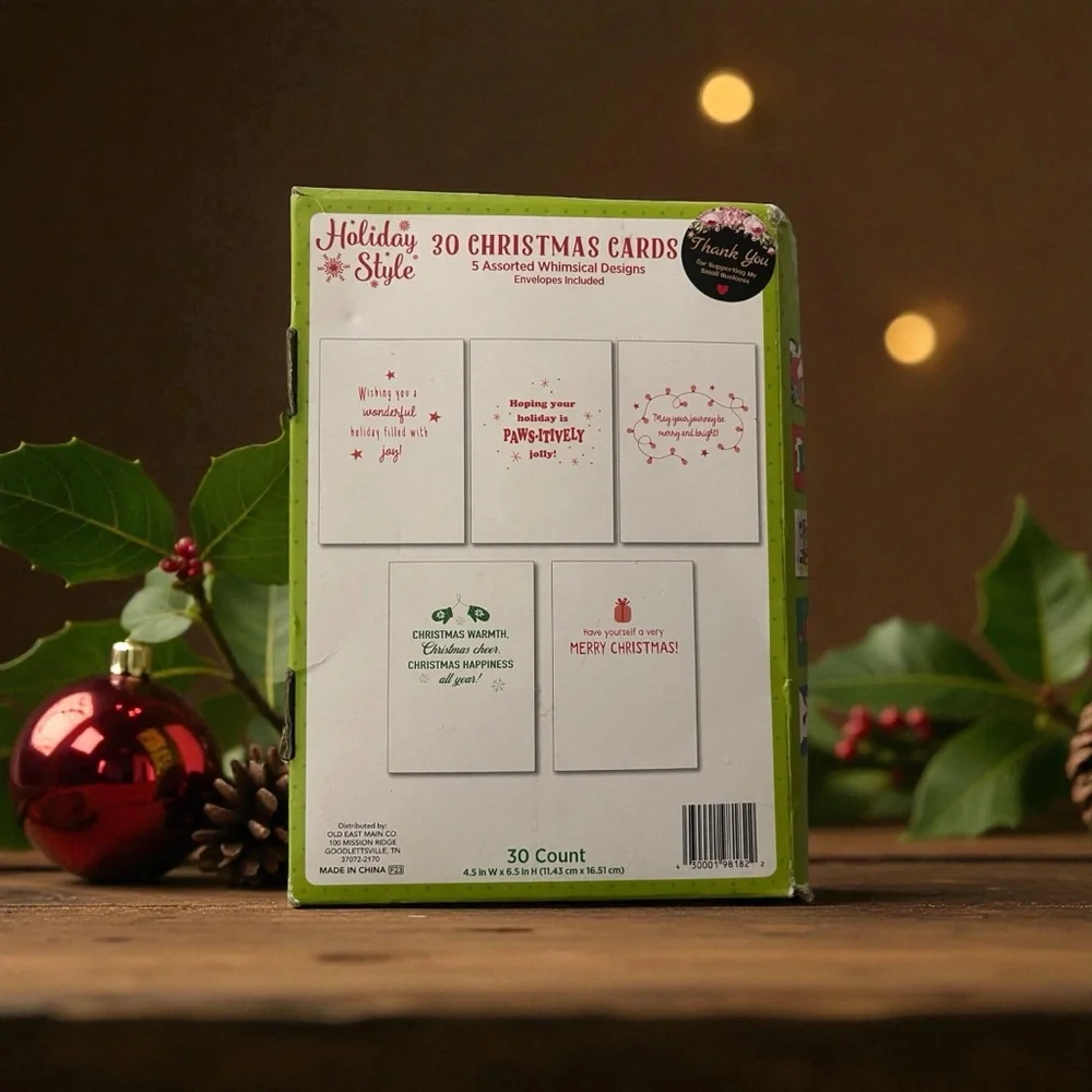 Whimsical Christmas Card Set - 30 Count